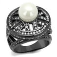 thumbnail image 1 of Womens Light Black Ring Anillo Para Mujer Stainless Steel Ring with Synthetic Pearl in White Verona, 1 of 4