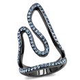 thumbnail image 1 of Womens Light Black Ring Anillo Para Mujer Stainless Steel Ring with Top Grade Crystal in Aquamarine Irene, 1 of 4