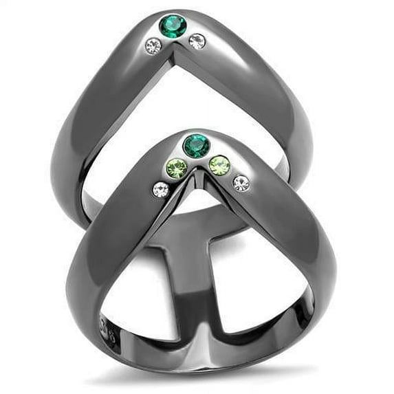 Womens Light Black Ring Anillo Para Mujer Stainless Steel Ring with Top Grade Crystal in Multi Color Safiya