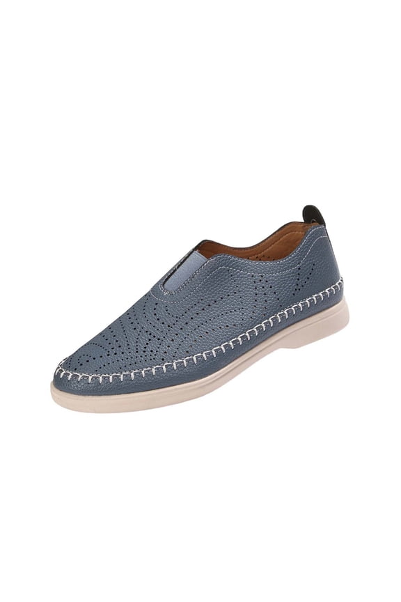 Womens Light Blue Loafers Slip On Casual Shoes Breathable Perforated Comfortable Walking Platform Flat,Size 6