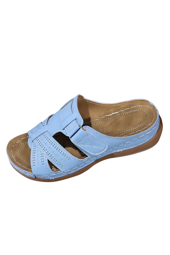 Womens Light Blue Sandals Adjustable Strap, Comfortable Slide Sandals for Women, Casual Walking Shoes for Everyday Summer,Size 6.5