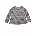 thumbnail image 1 of Womens Light Blue and Pink Floral V Neck Long Sleeve Shirt Top Sweater 2X, 1 of 2