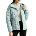 thumbnail image 1 of Womens Light Hooded Down Jacket Winter Warm Full Zip Quilted Puffer Padded Coats Casual Fashion Outerwear (3XL, Mint Green), 1 of 6