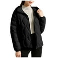 thumbnail image 1 of Womens Light Hooded Down Jacket Winter Warm Full Zip Quilted Puffer Padded Coats Casual Fashion Outerwear (S, Black), 1 of 6