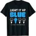 thumbnail image 1 of Womens Light It Up Blue Autism Awareness Ribbon Puzzle Pieces T-Shirt Black Large, 1 of 5