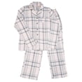 thumbnail image 1 of Womens Light Pink Gray Silver Sparkle Long Sleeve Flannel Pajama PJ Sleep Set XS, 1 of 1