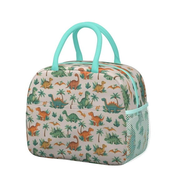 Womens LightColor Cartoon Dinosaurs Jungle Pattern Lunch Box for Work,Insulated Lunch Bag for Women,Loncheras Para Mujer,Leakproof Adult Lunch Bag for Work,Beach,Travel,Picnic,Camping