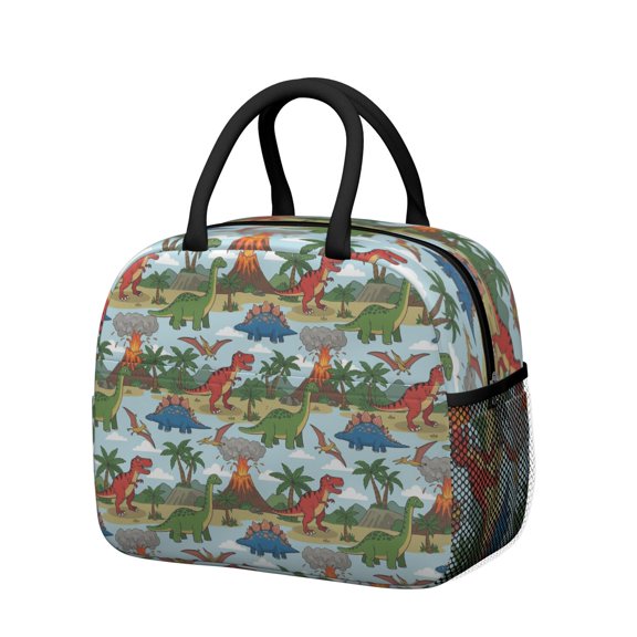 Womens LightColor Dinosaurs Volcanoes Pattern Lunch Box for Work,Insulated Lunch Bag for Women,Loncheras Para Mujer,Leakproof Adult Lunch Bag for Work,Beach,Travel,Picnic,Camping
