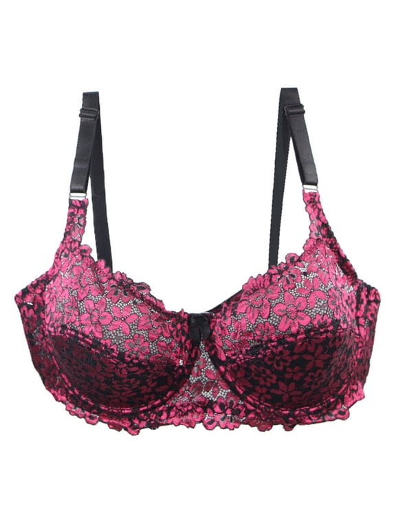 Womens Lightly Lined Bras Underwire Push Up Bras for Women D Cup Lace Splice High Support Breathable Tshirt Bra
