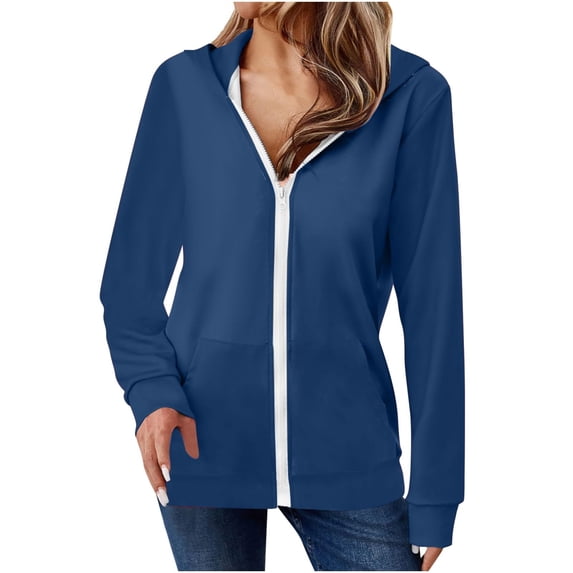 Womens Lightweight Active Long Sleeve Hoodies Casual Zip Up Sweatshirts Relaxed Fit Fall Jackets Coat with Pockets