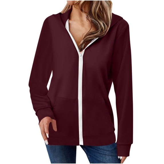Womens Lightweight Active Long Sleeve Hoodies Casual Zip Up Sweatshirts Relaxed Fit Fall Jackets Coat with Pockets