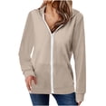 thumbnail image 1 of Womens Lightweight Active Long Sleeve Hoodies Casual Zip Up Sweatshirts Relaxed Fit Fall Jackets Coat with Pockets, 1 of 6