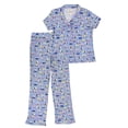 thumbnail image 1 of Womens Lightweight Blue RV Camper Pajamas Pink Flamingo Rayon Sleep Set, 1 of 3