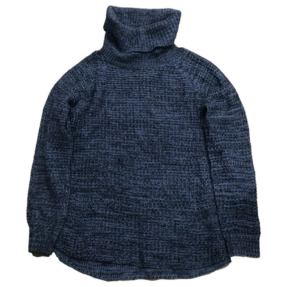 Womens Lightweight Blue Speckle Cowl Neck Pull-Over Sweater Small