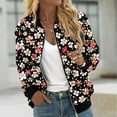 thumbnail image 1 of Womens Lightweight Bomber Jackets Trendy Casual Long Sleeve Zip up Windbreaker Plus Size Loose Print Fall Fashion Work Jackets Coat with Pockets Plus Size Black XXL, 1 of 5