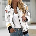 thumbnail image 1 of Womens Lightweight Bomber Jackets Trendy Casual Long Sleeve Zip up Windbreaker Plus Size Loose Print Fall Fashion Work Jackets Coat with Pockets Plus Size White L, 1 of 5