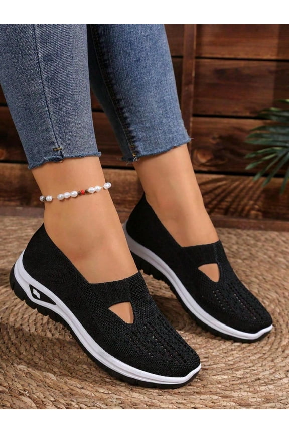 Womens Lightweight Breathable Knit Walking Shoes with Soft EVA/PVC Sole, Low-Top Summer Sneakers, Fabric Upper & Lining, Multiple Colors for Casual & Light Exercise