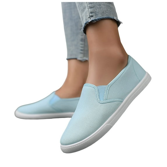 Womens Lightweight Canvas Slip On Sneakers Comfortable Non Slip Work Shoes Breathable Casual Dress Shoes