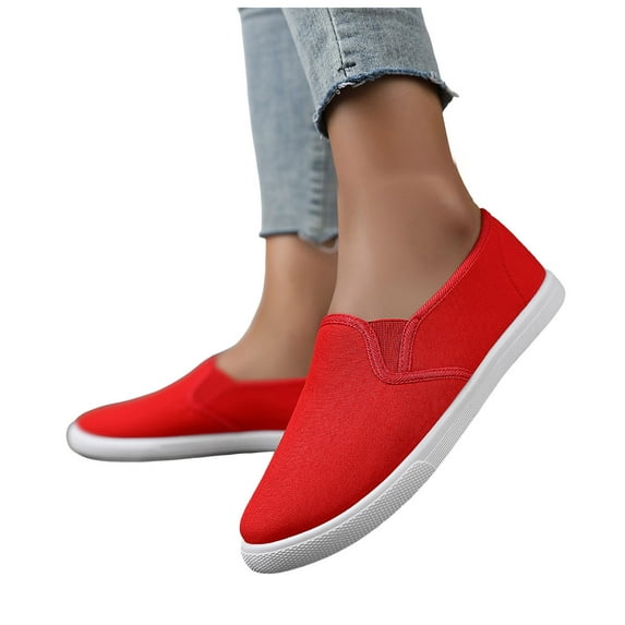 Womens Lightweight Canvas Slip On Sneakers Comfortable Non Slip Work Shoes Breathable Casual Dress Shoes