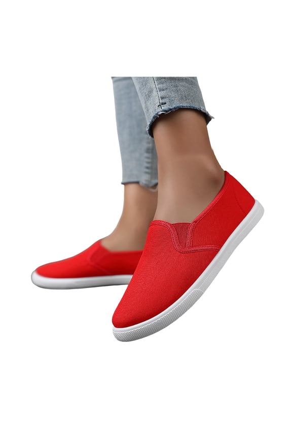 Womens Lightweight Canvas Slip On Sneakers Comfortable Non Slip Work Shoes Breathable Casual Dress Shoes