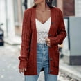 thumbnail image 1 of Womens Lightweight Cardigan, Long Sleeve Knitted Casual Open Front Button Sweaters Coats Fall Outfits with Pockets New Cardigan for Women Trendy Red 4XL, 1 of 7
