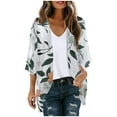 thumbnail image 1 of Womens Lightweight Cardigans Open Front Long Sleeve Graphic Print Spring Summer Fall Casual Outerwear Coat (M, White), 1 of 5