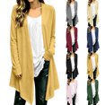 thumbnail image 1 of Womens Lightweight Cardigans Solid Linen-cotton Long Sleeve Cardigans Holiday Travel Clothing, 1 of 7