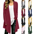 thumbnail image 1 of Womens Lightweight Cardigans Solid Linen-cotton Long Sleeve Cardigans for Daily Commuting Wear, 1 of 7
