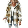 thumbnail image 1 of Womens Lightweight Casual Jackets 2026 Plaid Long Sleeve Shacket Fleece Lined Hooded Jackets Warm Coats, 1 of 5