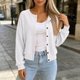 thumbnail image 1 of Womens Lightweight Chunky Knit Sweaters Long Sleeve Drop Shoulder Fall Loose Fit Button Down Cardigan White S, 1 of 7