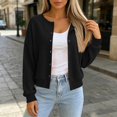 thumbnail image 1 of Womens Lightweight Chunky Knit Sweaters Loose Fit Fall Drop Shoulder Long Sleeve Button Down Cardigan Black M, 1 of 6