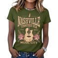 thumbnail image 1 of Womens Lightweight Crew Neck Short Sleeve T Shirt Nashville Tennessee Guitar Rose Vintage Print Casual Fashion Tee Ideal For Outdoor Festival And Daily Leisure Occasions Green XL, 1 of 4