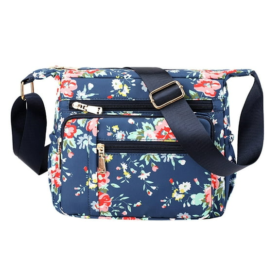 Womens Lightweight Crossbody Bags Waterproof Print Shoulder Bags Multi Pocket Nylon Messenger Bags