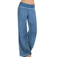 thumbnail image 1 of Womens Lightweight Denims Cargo Trousers Color Casual Wide Leg Baggy Loose Elastic Waist Yoga Pant, 1 of 9