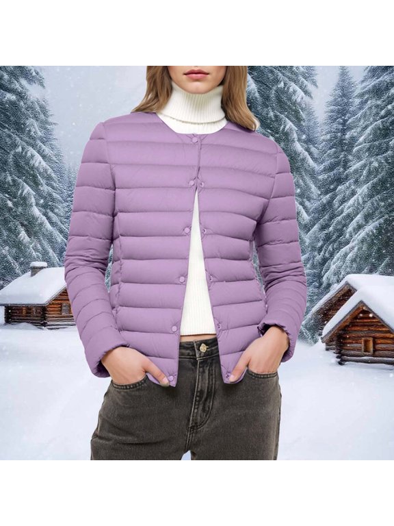 Womens Lightweight Down Jacket Short Length Wave Quilted V Neck For Fall Winter Warm Layered Wear Womens Winter Coats
