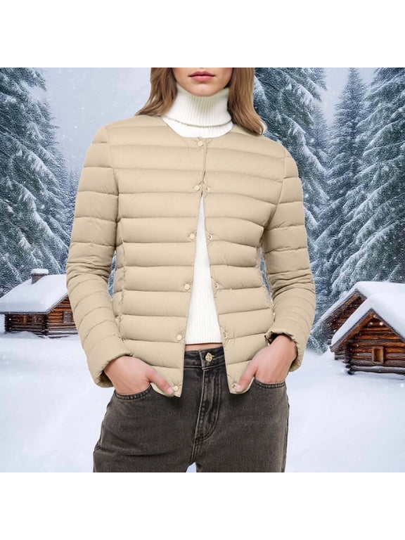Womens Lightweight Down Jacket Short Length Wave Quilted V Neck For Fall Winter Warm Layered Wear Womens Winter Coats