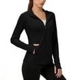 thumbnail image 1 of Womens Lightweight Full Zip Hoodie - Stretchable UPF Sun Protection Jacket for Workout Running Yoga, Black,Size L, 1 of 6