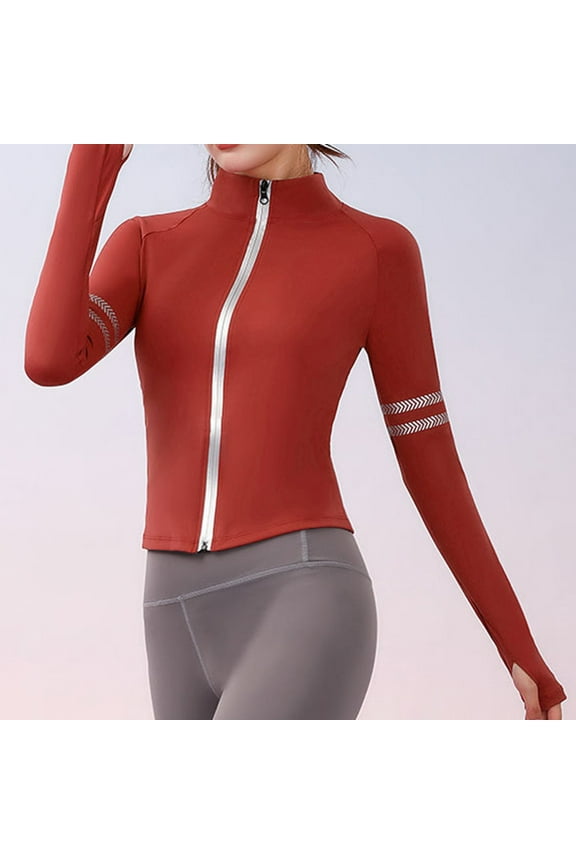 Womens Lightweight Full Zip Running Fitness Track Jacket Quick Dry Workout Slim Fit I LOVE SPORTS Cropped Yoga Sportwear