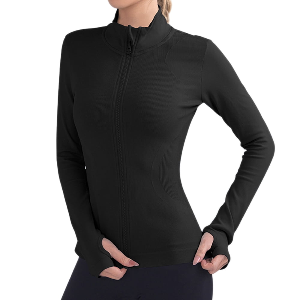 Womens Lightweight Full Zip Running Track Jacket Workout Slim Fit Yoga