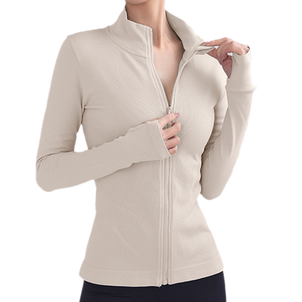 Womens Lightweight Full Zip Running Track Jacket Workout Slim Fit Yoga