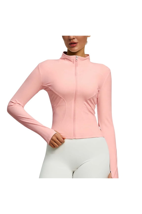 Womens Lightweight Full Zip Running Track Jacket Workout Slim Fit Yoga Sportwear