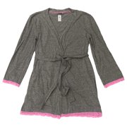 Womens Lightweight Gray & Pink Knee Length Bathrobe Bath Robe Medium