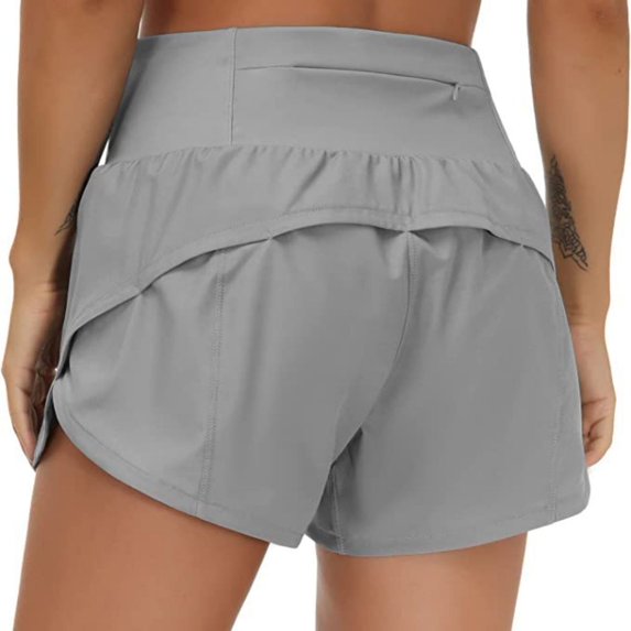 Womens Lightweight Gym Athletic Workout Shorts Liner - Quick Dry Running Spandex Shorts Mesh Zipper Pockets