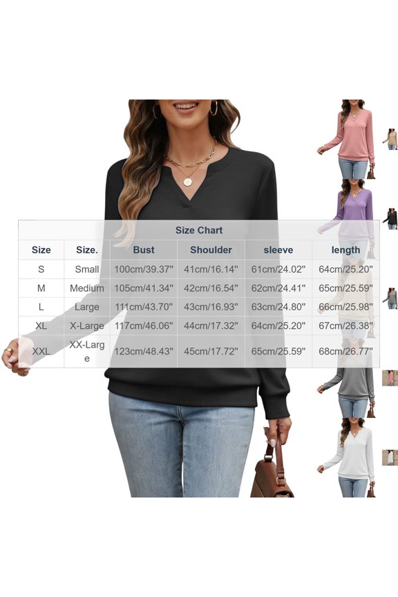Womens Lightweight Henley Sweatshirt Long Sleeve Notch V Neck Pullover Ribbed Banded Hem Tops Athleisure for Fall Winter Travel Daily Wear, Purple, S