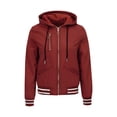 thumbnail image 1 of Womens Lightweight Hooded Bomber Jacket Solid Color Zip Up Pocket For Casual Winter Layered Wear Womens Winter Coats, 1 of 3