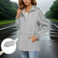 thumbnail image 1 of Womens Lightweight Jackets Casual New Packable Rain Jacket Women Waterproof Lightweight Hooded Outdoor Raincoat Windbreaker Travel Hiking Outerwear Gray S, 1 of 8