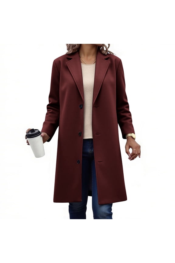 Womens Lightweight Jackets Women's Solid Casual Thicken Wool Stand Collar Inner Lining Pocket Breasted Pea Mao Coat Jackets for Women Sweatshirt for Women Open Front Cardigan for Women