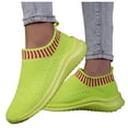 thumbnail image 1 of Womens Lightweight Knit Slip On Sneakers Breathable Non Slip Running Shoes Comfortable Mesh Non Slip Casual Walking Shoe Green Size 9, 1 of 6