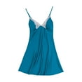 thumbnail image 1 of Womens Lightweight Nightdress New 2025 Summer Women Camisole Lace Pleated Mini Nightgowns Chemise V Neck Satin Comfy Nightdress Blue L, 1 of 4