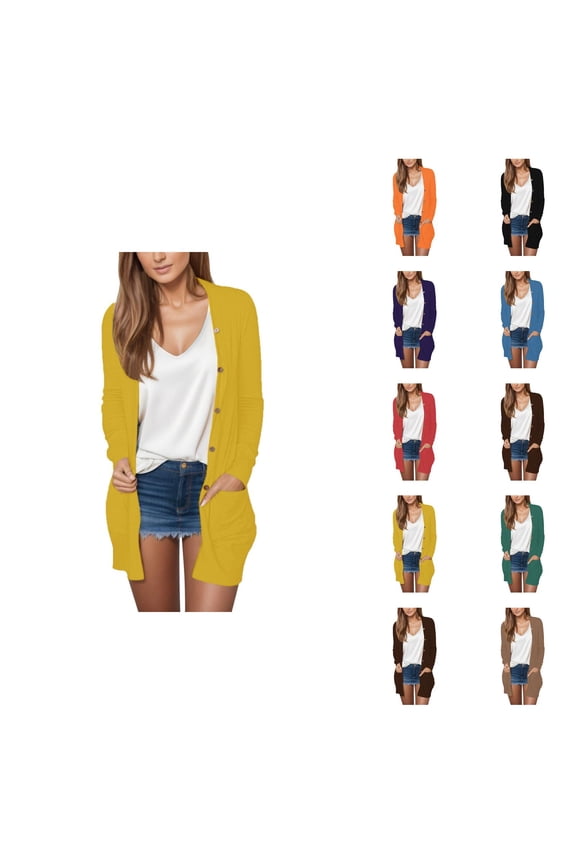 Womens Lightweight Open Front Cardigans Summer Fall Outwear Tops Thin Cover Ups Long Sleeve Sweater Casual Button Coats Cardigan Sweaters for Women
